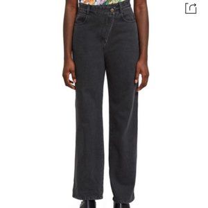 Opening Ceremony Callipygian Wide Leg Slanted Fly Black Denim